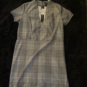 Elegant Black and White Plaid Dress